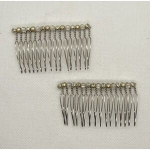 Set Of Vintage Metal Beaded Hair Combs